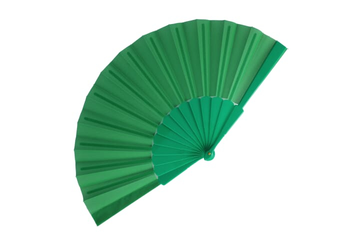 Éventail à main promotionnel en plastique et polyester Vert 